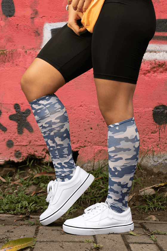 Blue Camo Youth Knee Highs