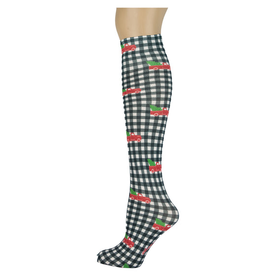 Christmas Tree Truck Adult Knee Highs