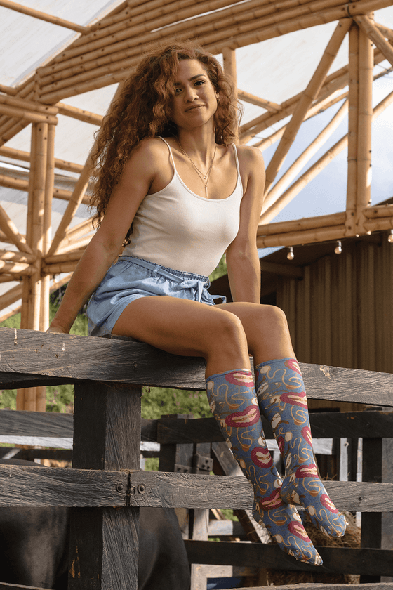 Denim Love Tack Adult Knee Highs