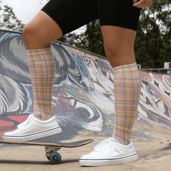 Rainbow Check Youth Knee Highs