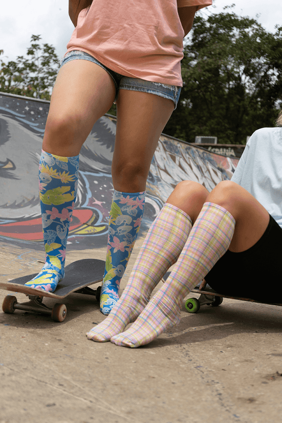 Rainbow Check Youth Knee Highs