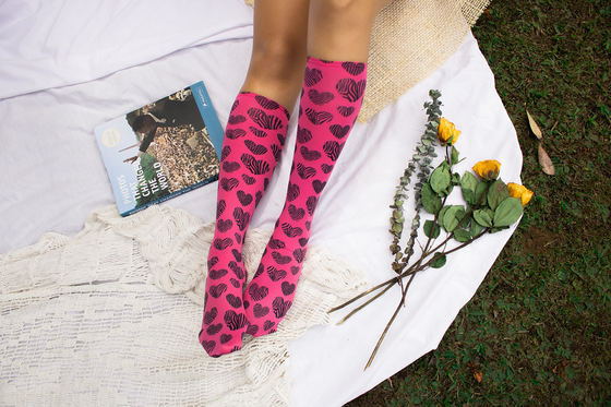 Zebra Hearts Adult Knee Highs