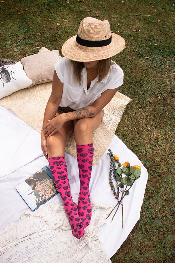 Zebra Hearts Adult Knee Highs