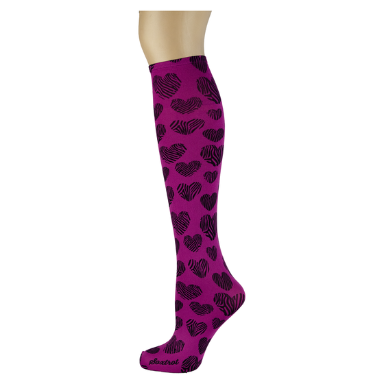 Zebra Hearts Adult Knee Highs