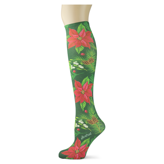 Poinsettia Adult Knee Highs